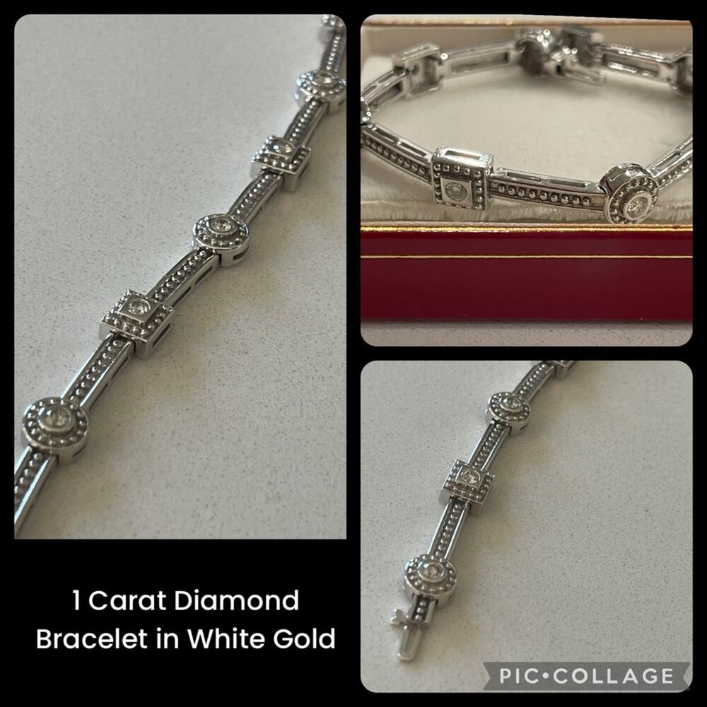 1 Carat Diamond Bracelet in White Gold